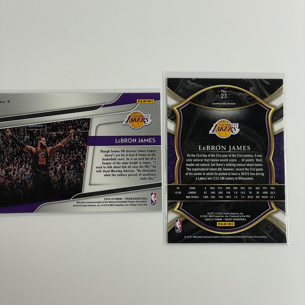 LeBron James Lakers Panini Prizm Get Hyped & Select Concourse Card Lot 2pc - Picture 4 of 4